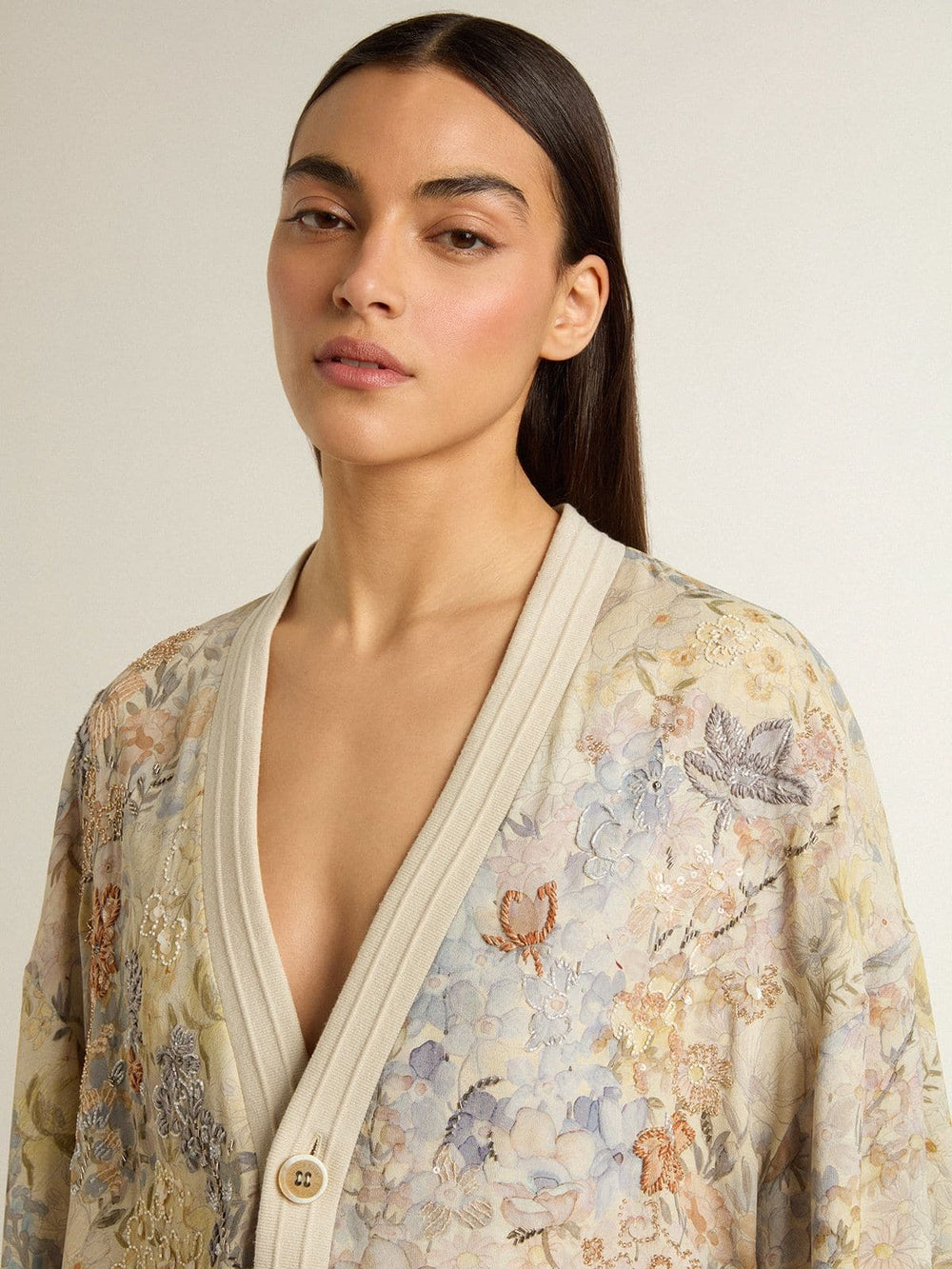 Golden Goose Women’s cardigan with floral print and embroidery