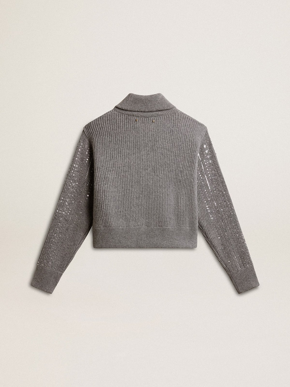 Golden Goose Women's cropped sweater in gray melange wool with sequins
