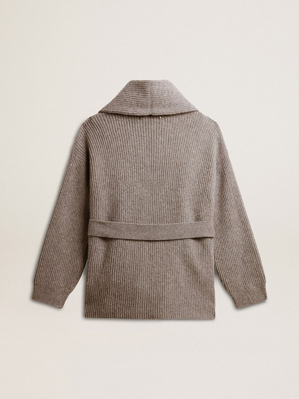 Golden Goose Women's cardigan in gray melange wool with embroidery on the front