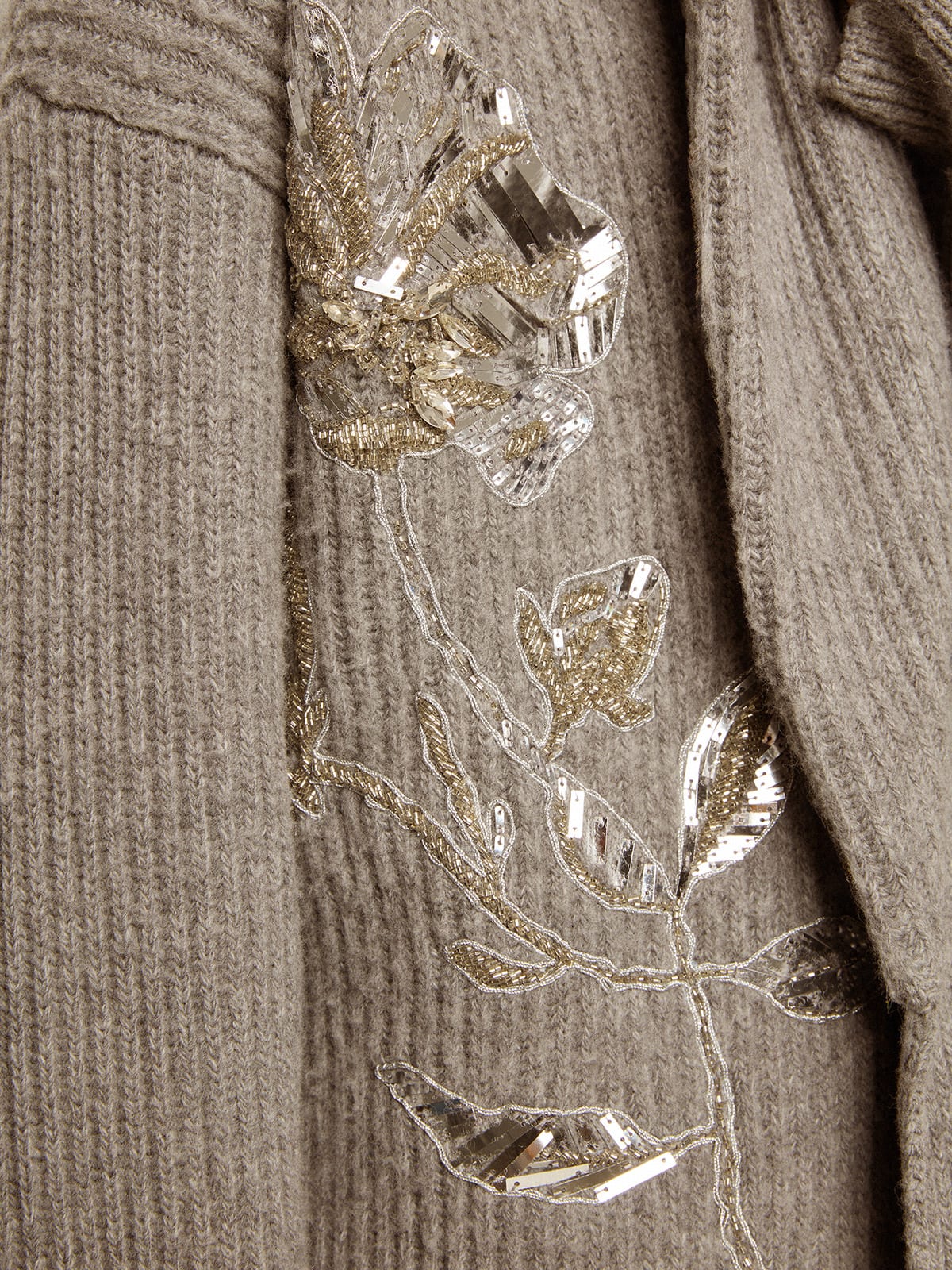 Golden Goose Women's cardigan in gray melange wool with embroidery on the front