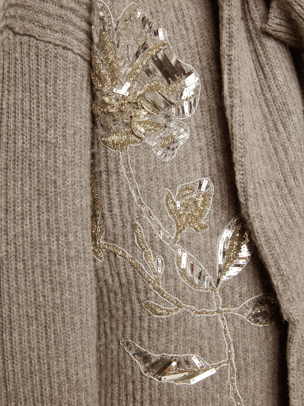 Golden Goose Women's cardigan in gray melange wool with embroidery on the front