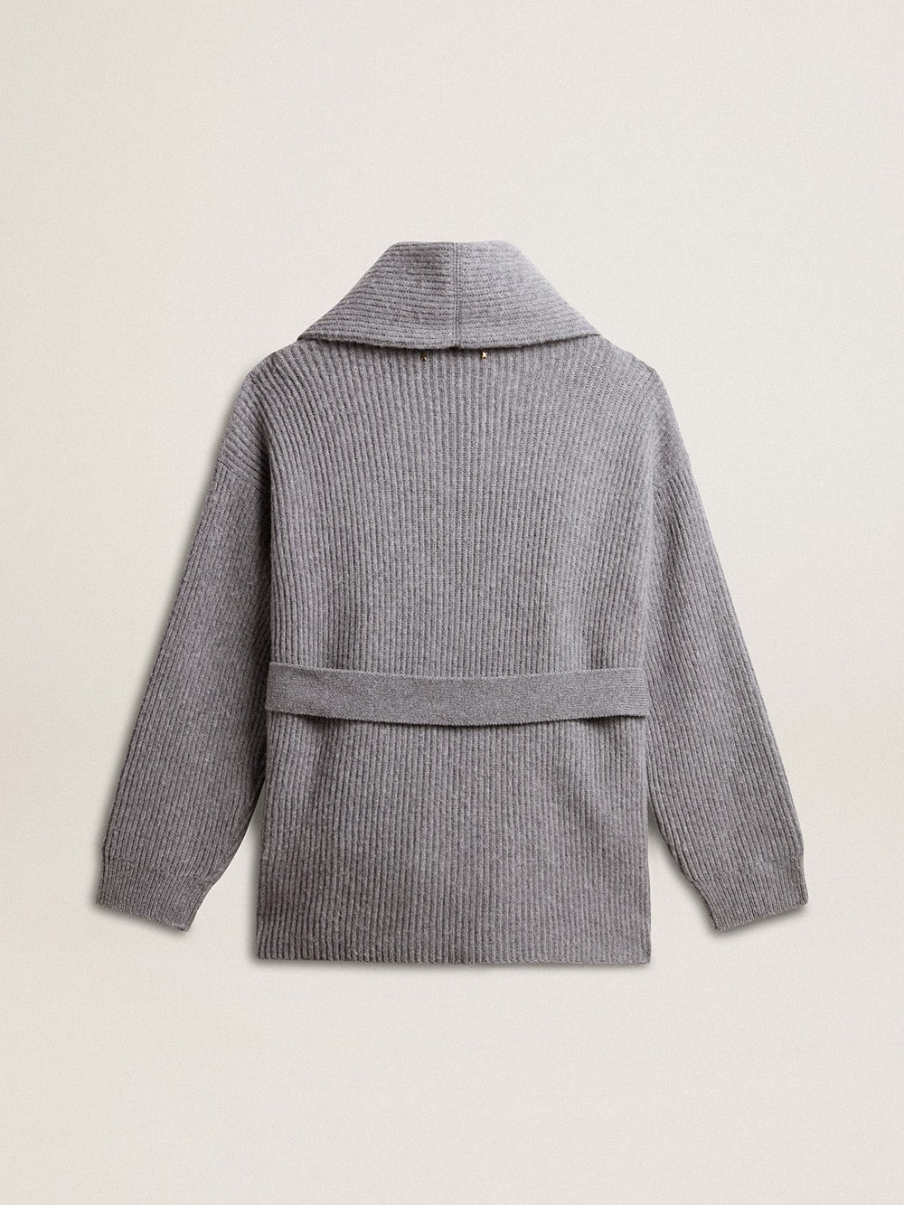 Golden Goose Women's cardigan in gray melange wool with embroidery on the front