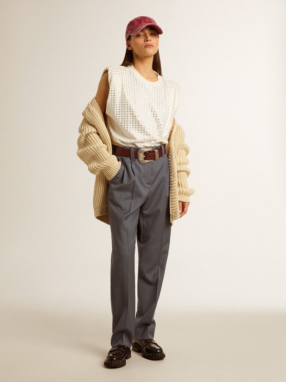 Golden Goose Women's cotton cardigan with embroidery on the front