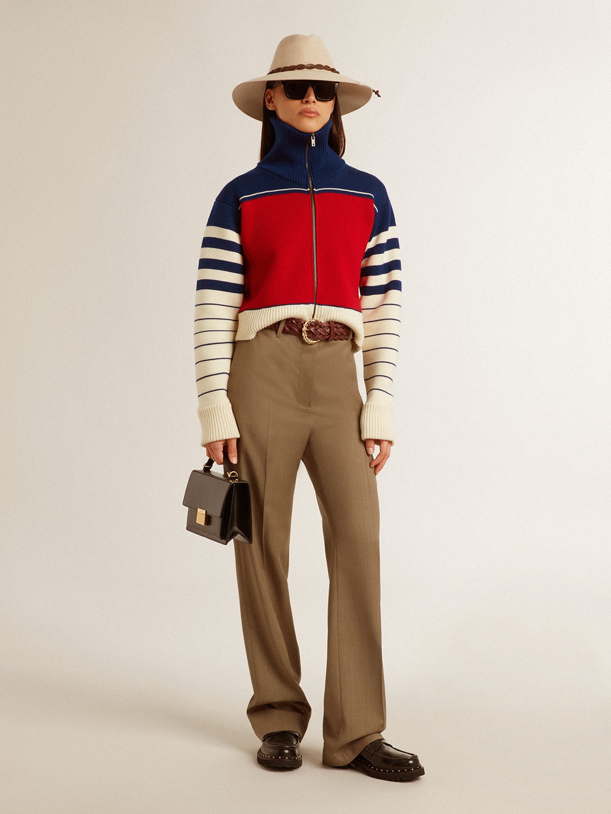 Golden Goose Women’s multicolor striped wool cropped sweatshirt