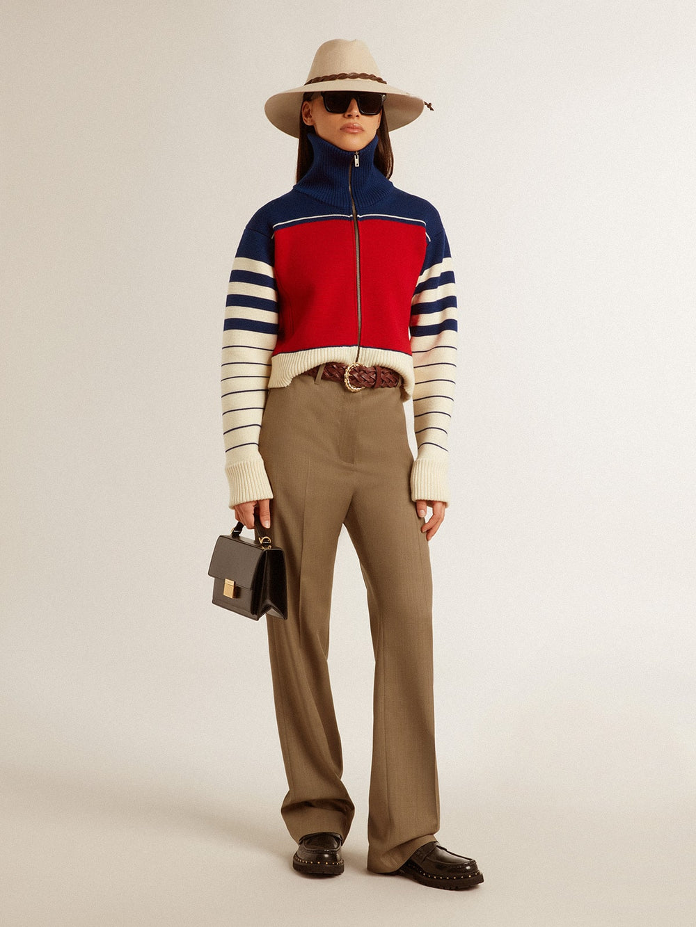 Golden Goose Women’s multicolor striped wool cropped sweatshirt