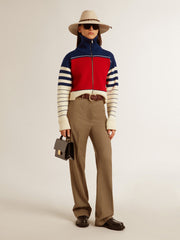 Golden Goose Women’s multicolor striped wool cropped sweatshirt