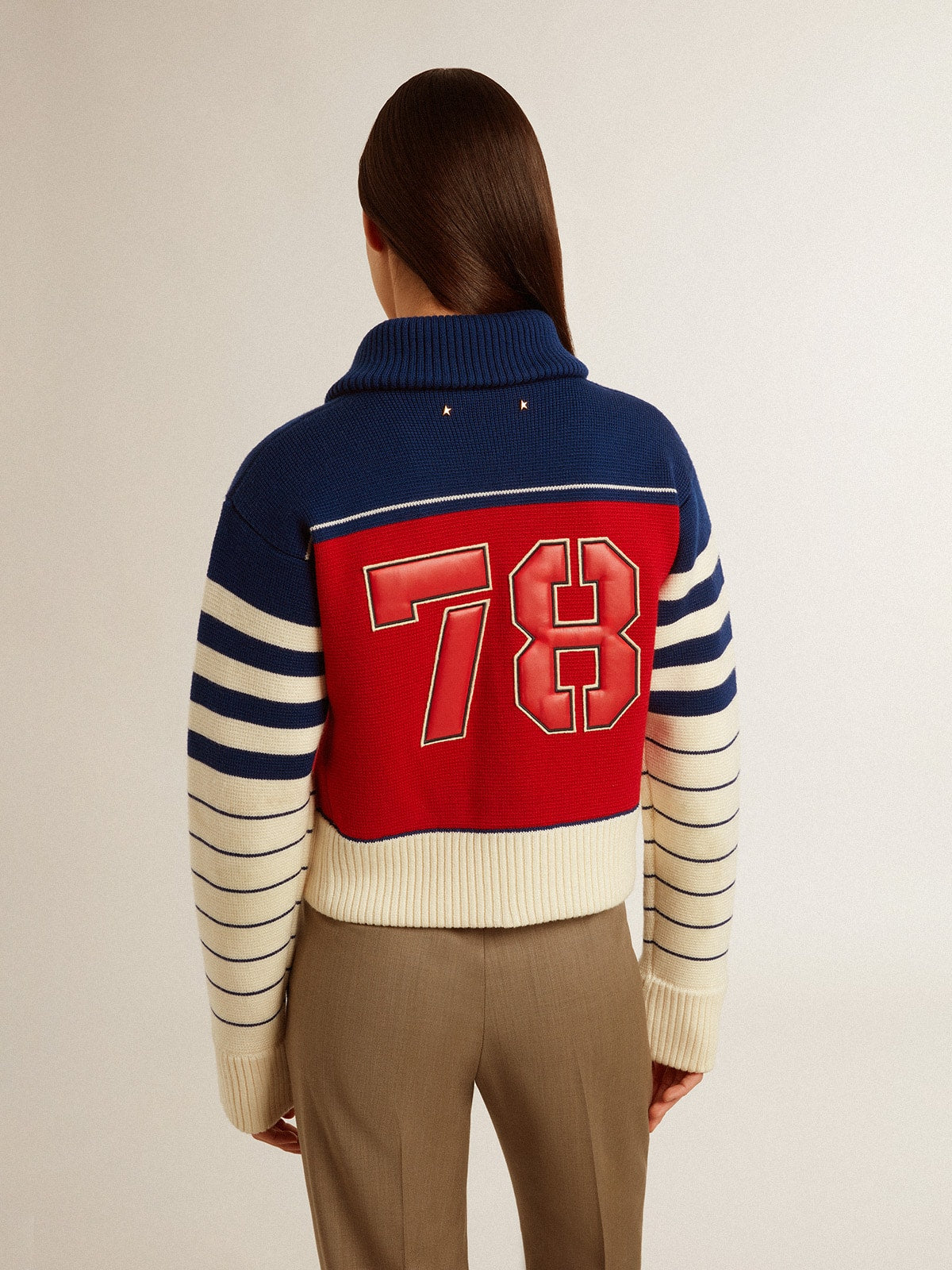 Golden Goose Women’s multicolor striped wool cropped sweatshirt