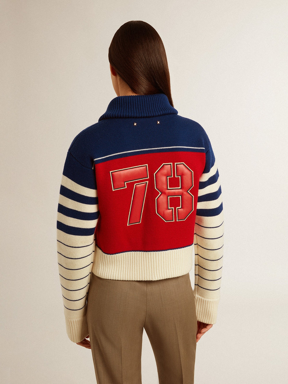 Golden Goose Women’s multicolor striped wool cropped sweatshirt