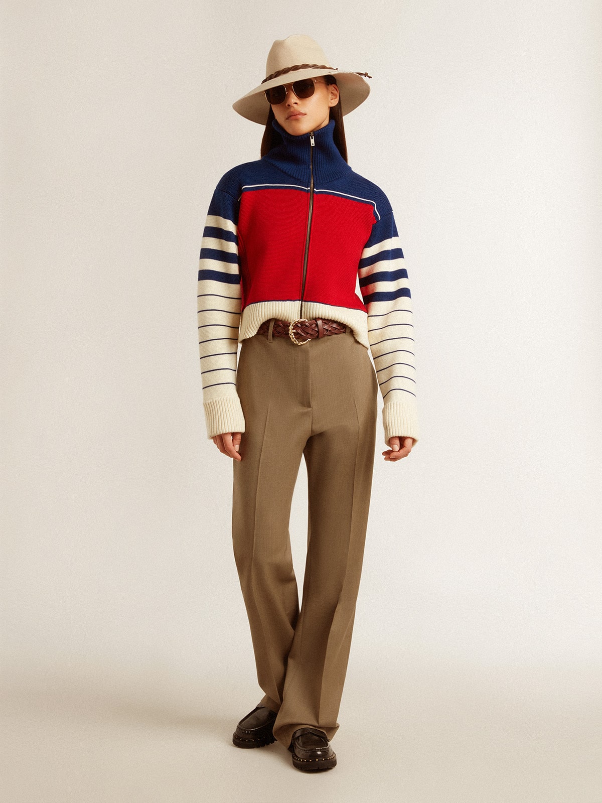 Golden Goose Women’s multicolor striped wool cropped sweatshirt