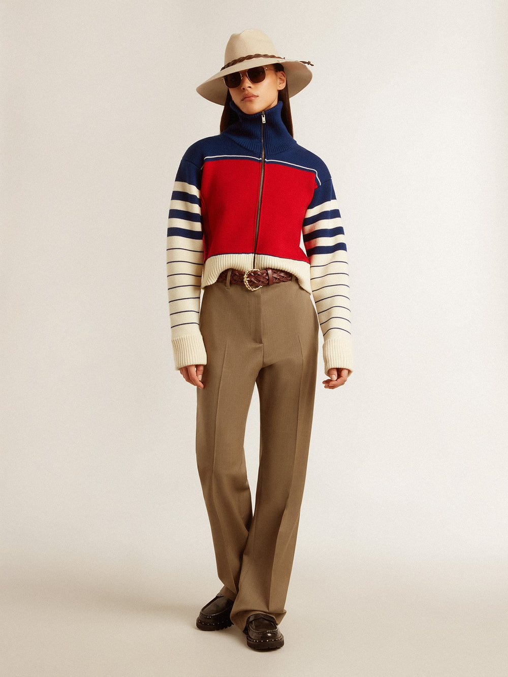 Golden Goose Women’s multicolor striped wool cropped sweatshirt