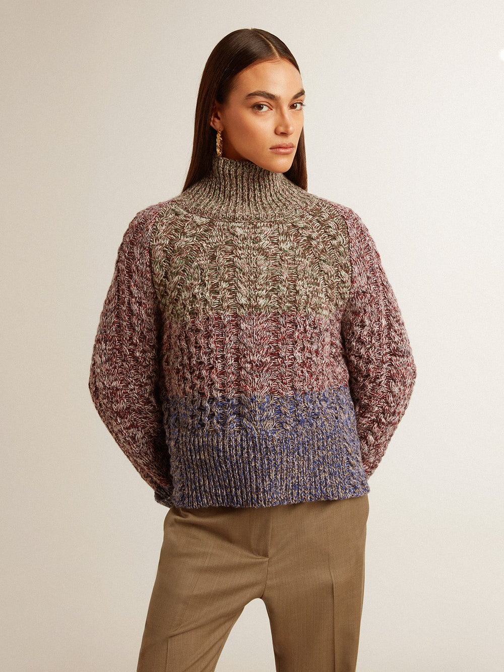 Golden Goose Women's multicolored high neck sweater with mouliné yarn