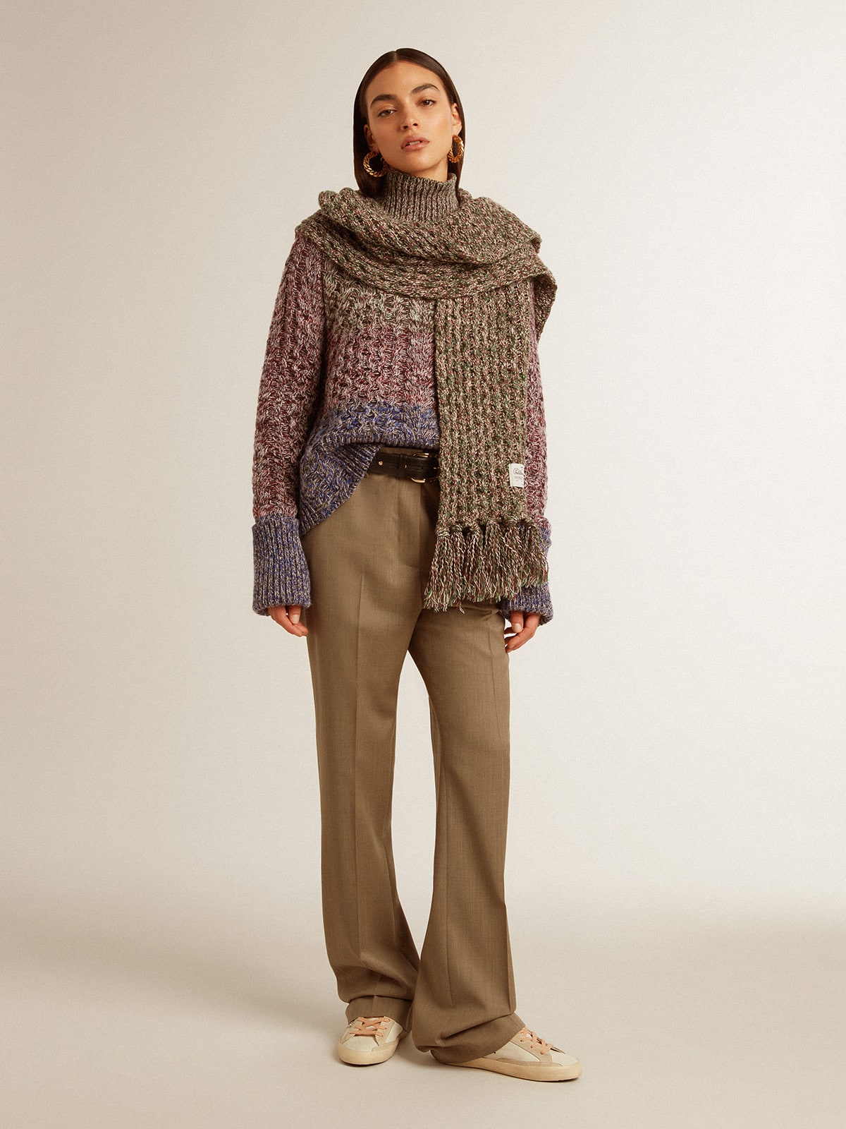 Golden Goose Women's multicolored high neck sweater with mouliné yarn