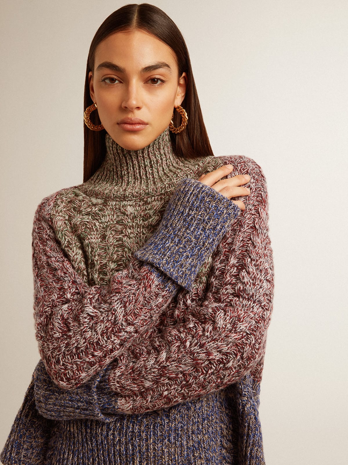Golden Goose Women's multicolored high neck sweater with mouliné yarn
