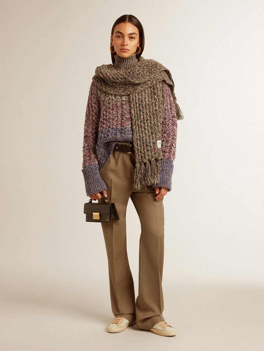 Golden Goose Women's multicolored high neck sweater with mouliné yarn