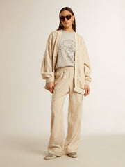 Golden Goose Women's silk and viscose cardigan with pinstripe motif