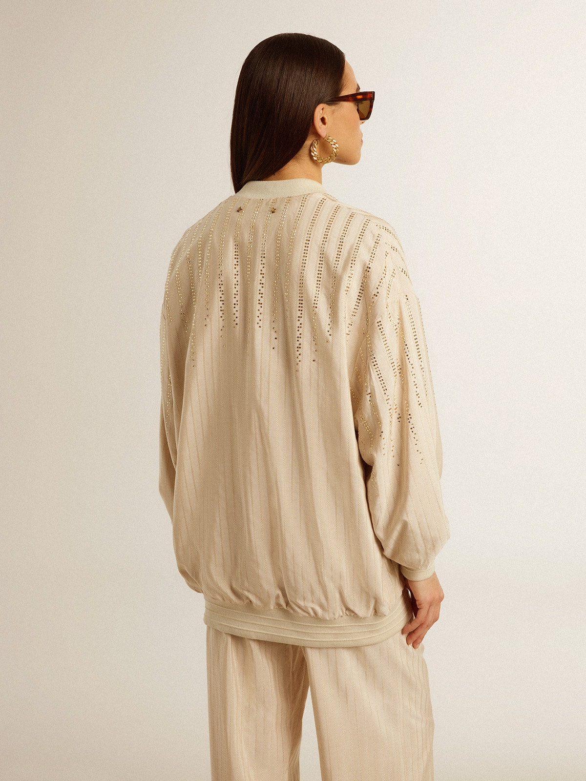 Golden Goose Women's silk and viscose cardigan with pinstripe motif