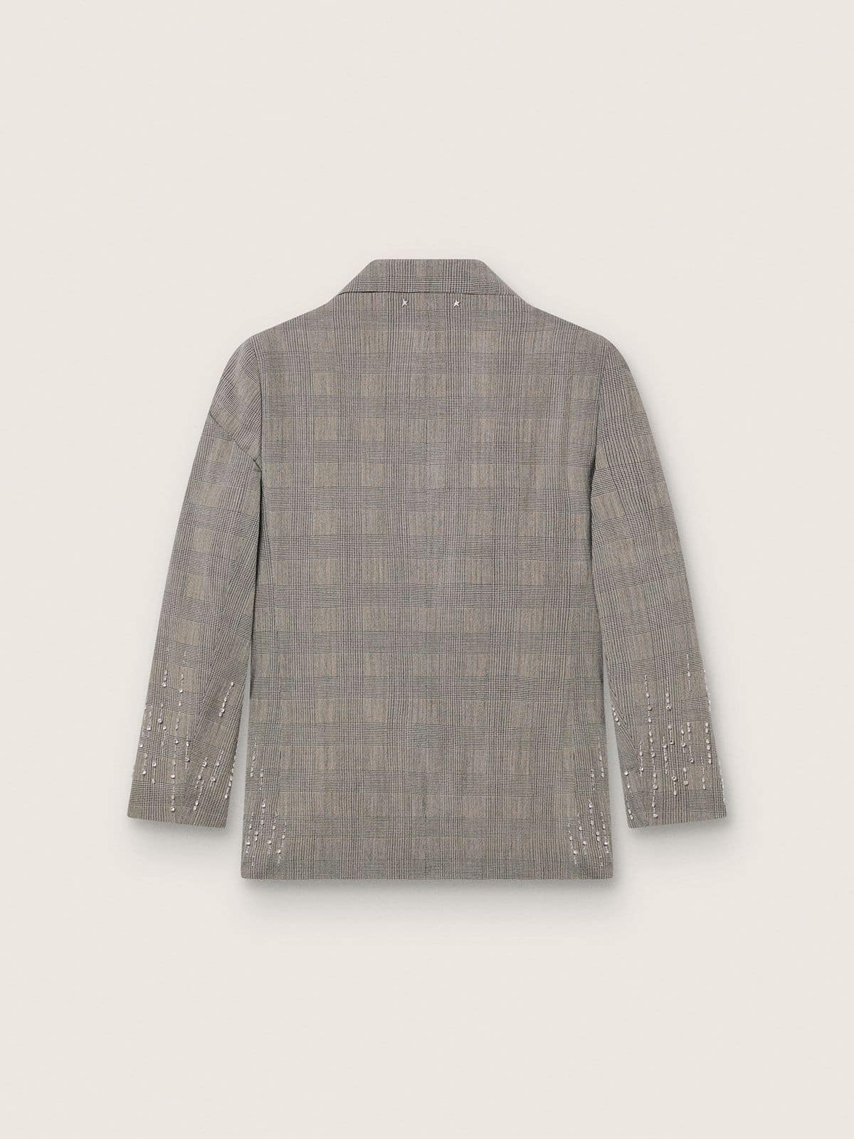 Golden Goose Women's jacket in gray Prince of Wales check with crystal embroidery