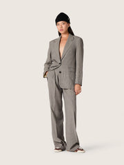 Golden Goose Women's jacket in gray Prince of Wales check with crystal embroidery