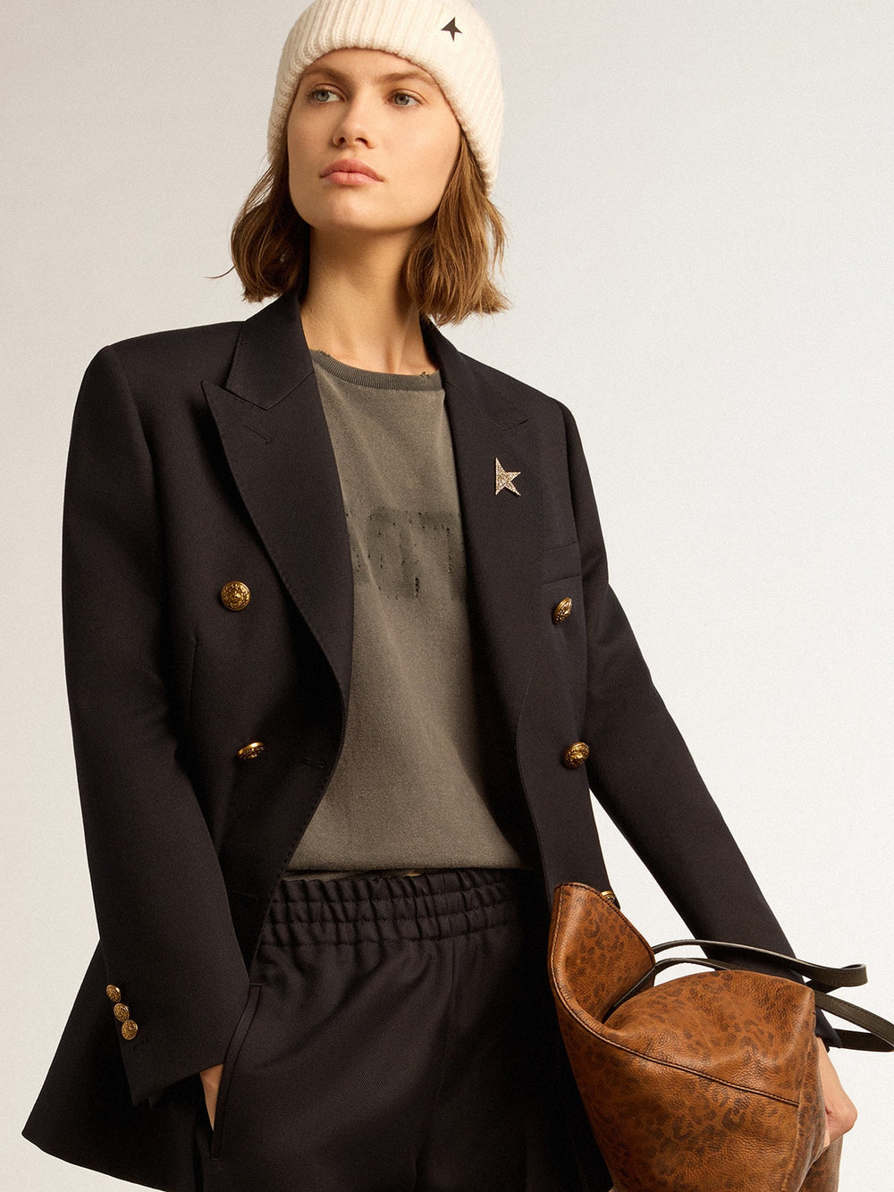 Golden Goose Women's double-breasted blue blazer | Golden Goose