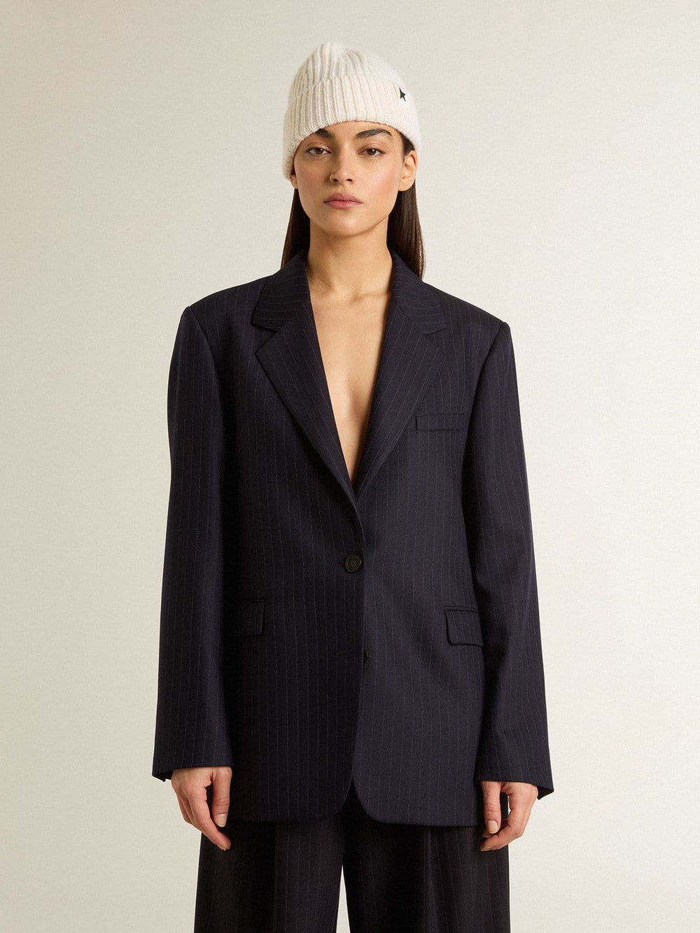 Golden Goose Women's midnight blue wool single-breasted blazer