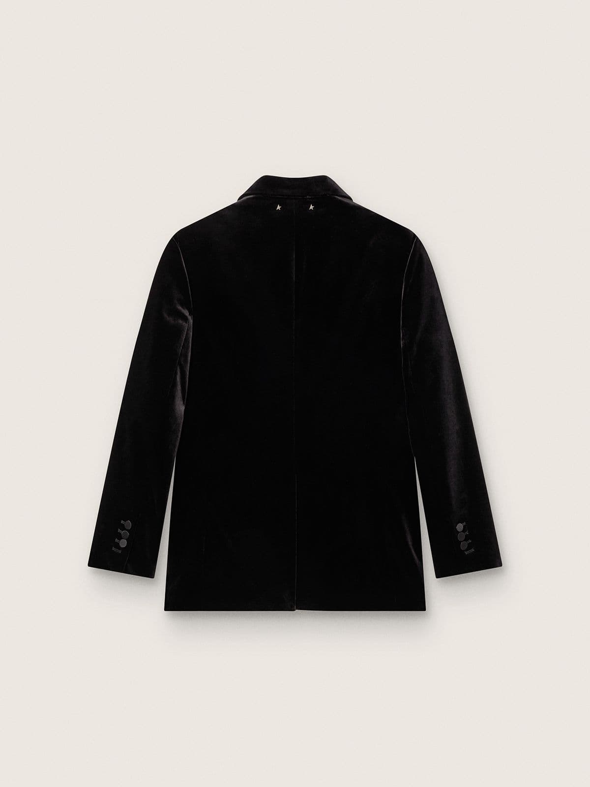 Golden Goose Women's double-breasted jacket in black velvet with black satin lapels