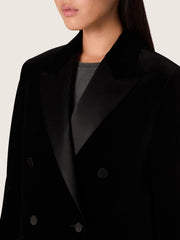 Golden Goose Women's double-breasted jacket in black velvet with black satin lapels
