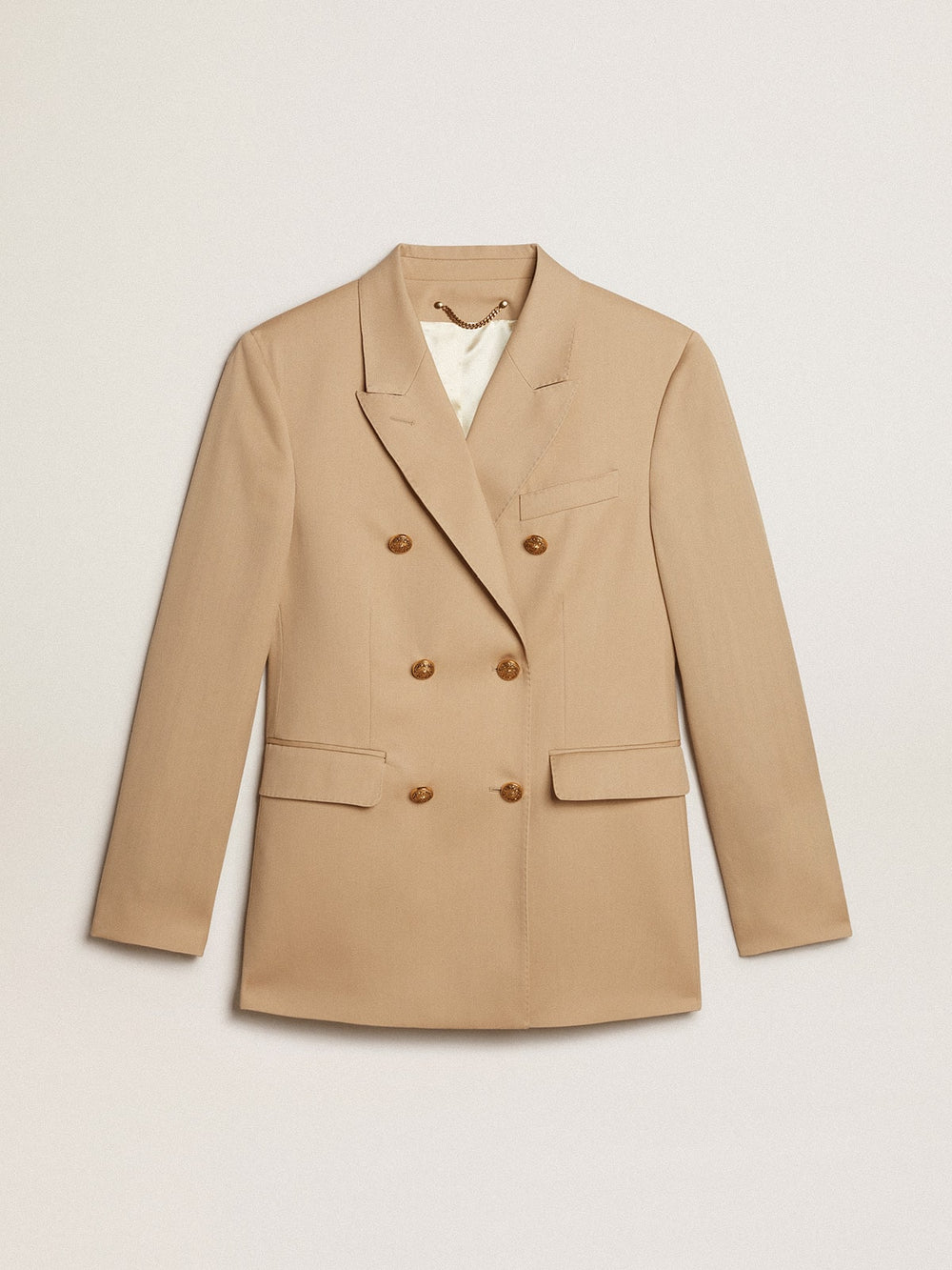 Golden Goose Women’s double-breasted blazer in sand with gold heraldic buttons