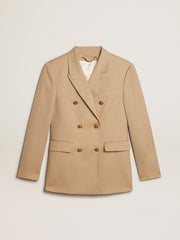 Golden Goose Women’s double-breasted blazer in sand with gold heraldic buttons