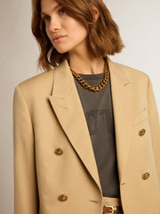 Golden Goose Women’s double-breasted blazer in sand with gold heraldic buttons