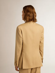 Golden Goose Women’s double-breasted blazer in sand with gold heraldic buttons