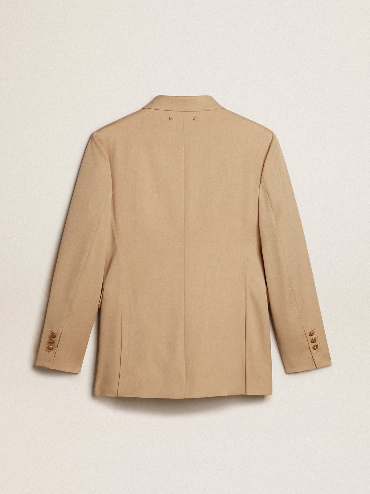 Golden Goose Women’s double-breasted blazer in sand with gold heraldic buttons