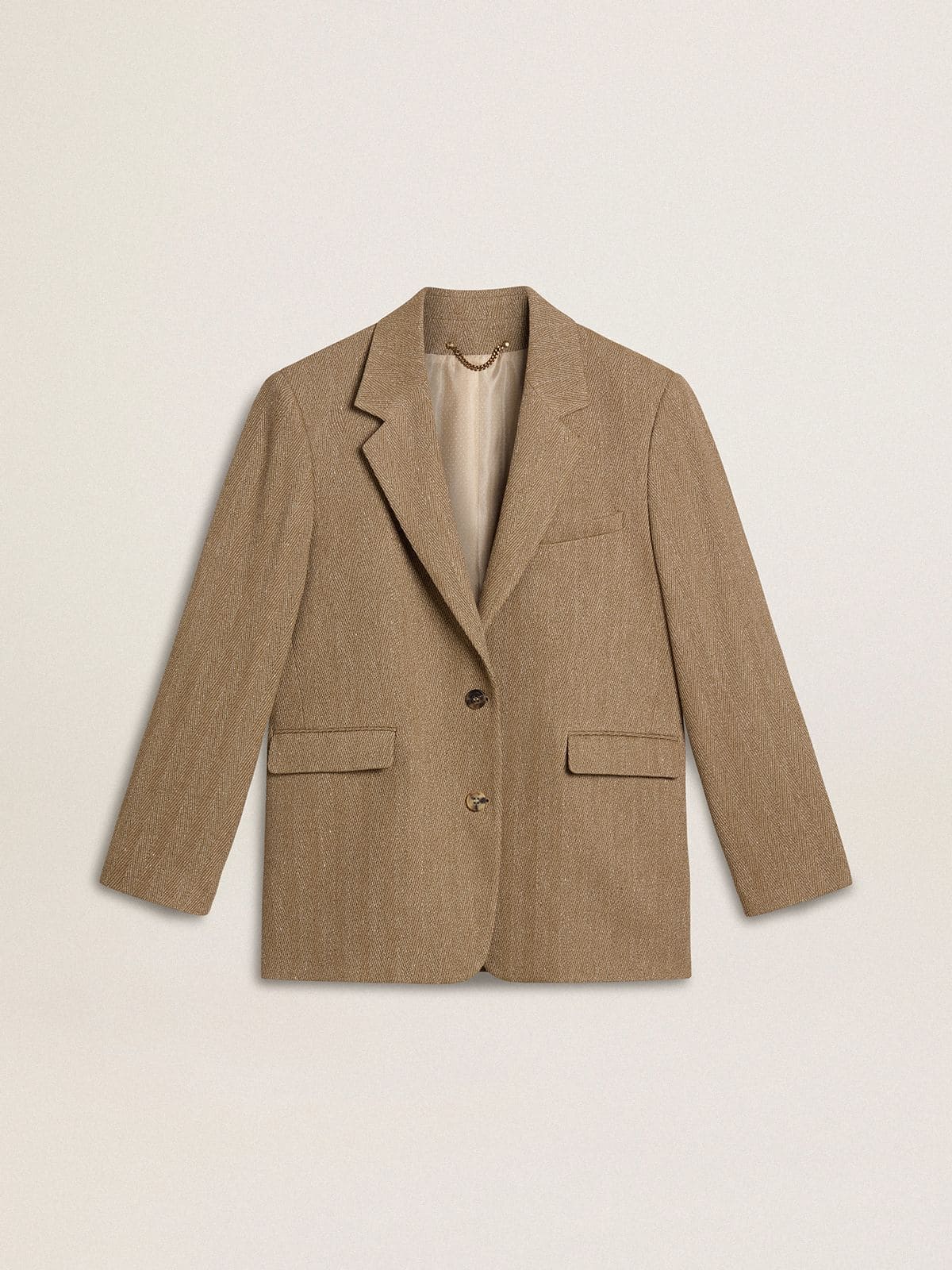Golden Goose Women's single-breasted blazer in sand-colored herringbone