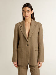 Golden Goose Women's single-breasted blazer in sand-colored herringbone