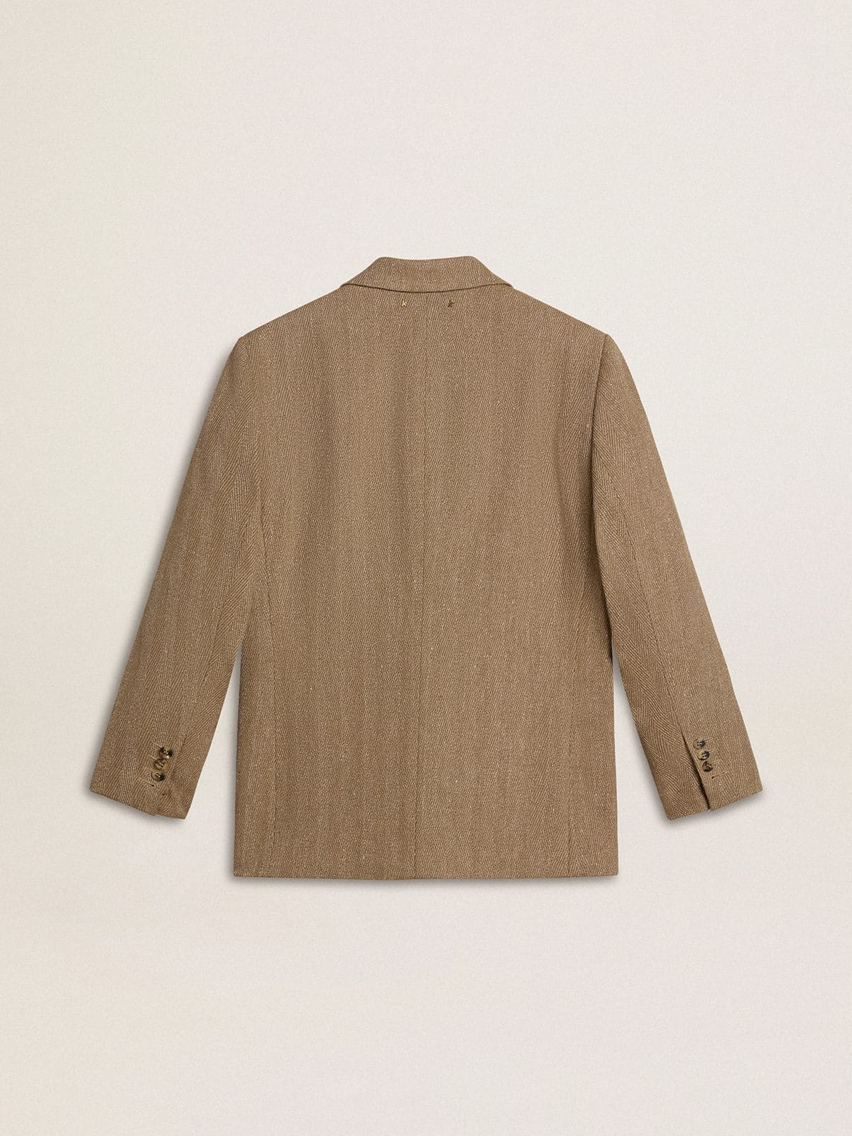 Golden Goose Women's single-breasted blazer in sand-colored herringbone