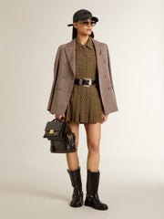 Golden Goose Women's double-breasted blazer in beige chevron wool blend