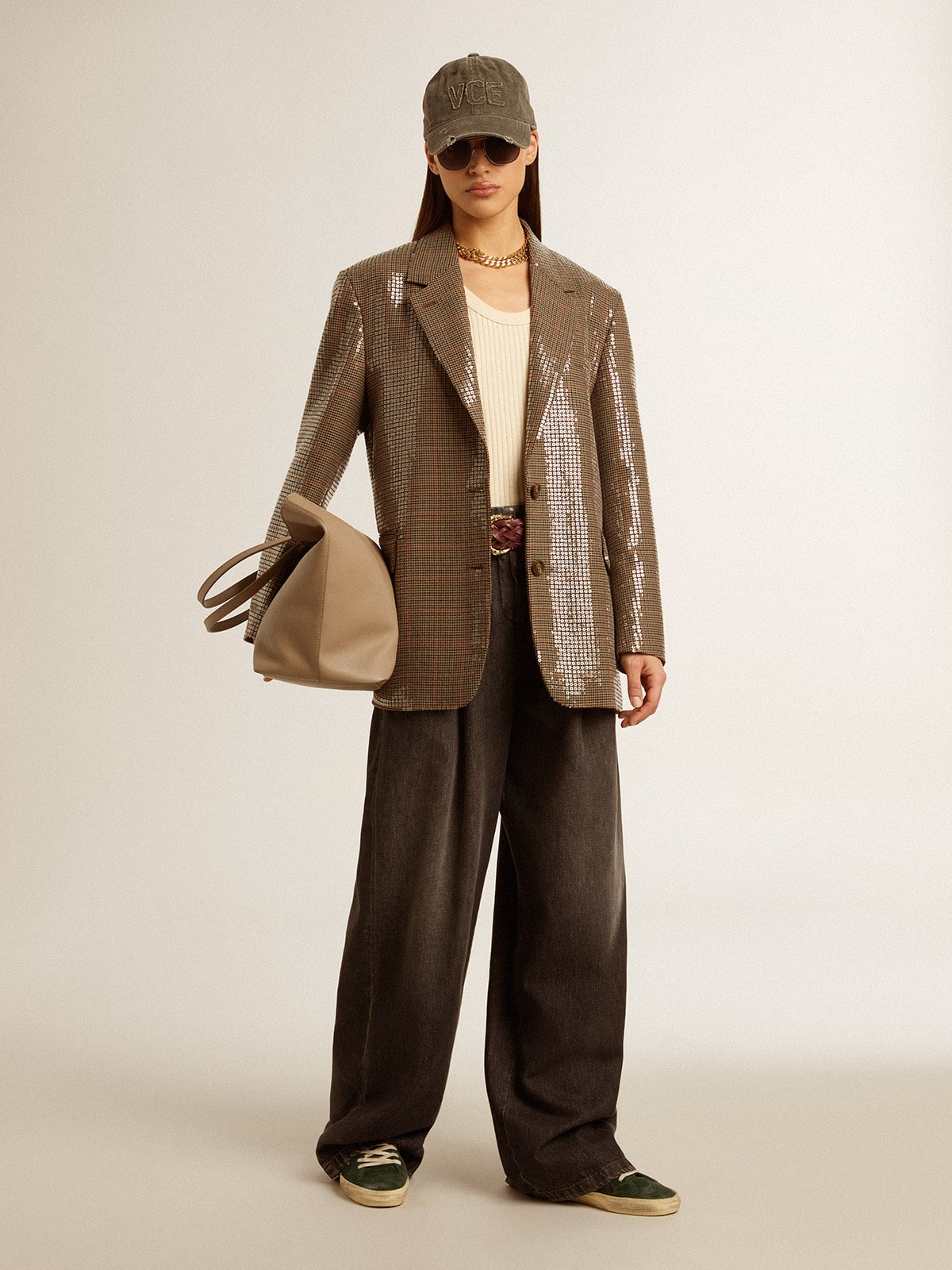Golden Goose Women's houndstooth jacket with all-over sequin embroidery