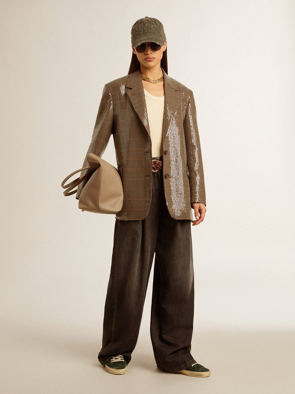 Golden Goose Women's houndstooth jacket with all-over sequin embroidery