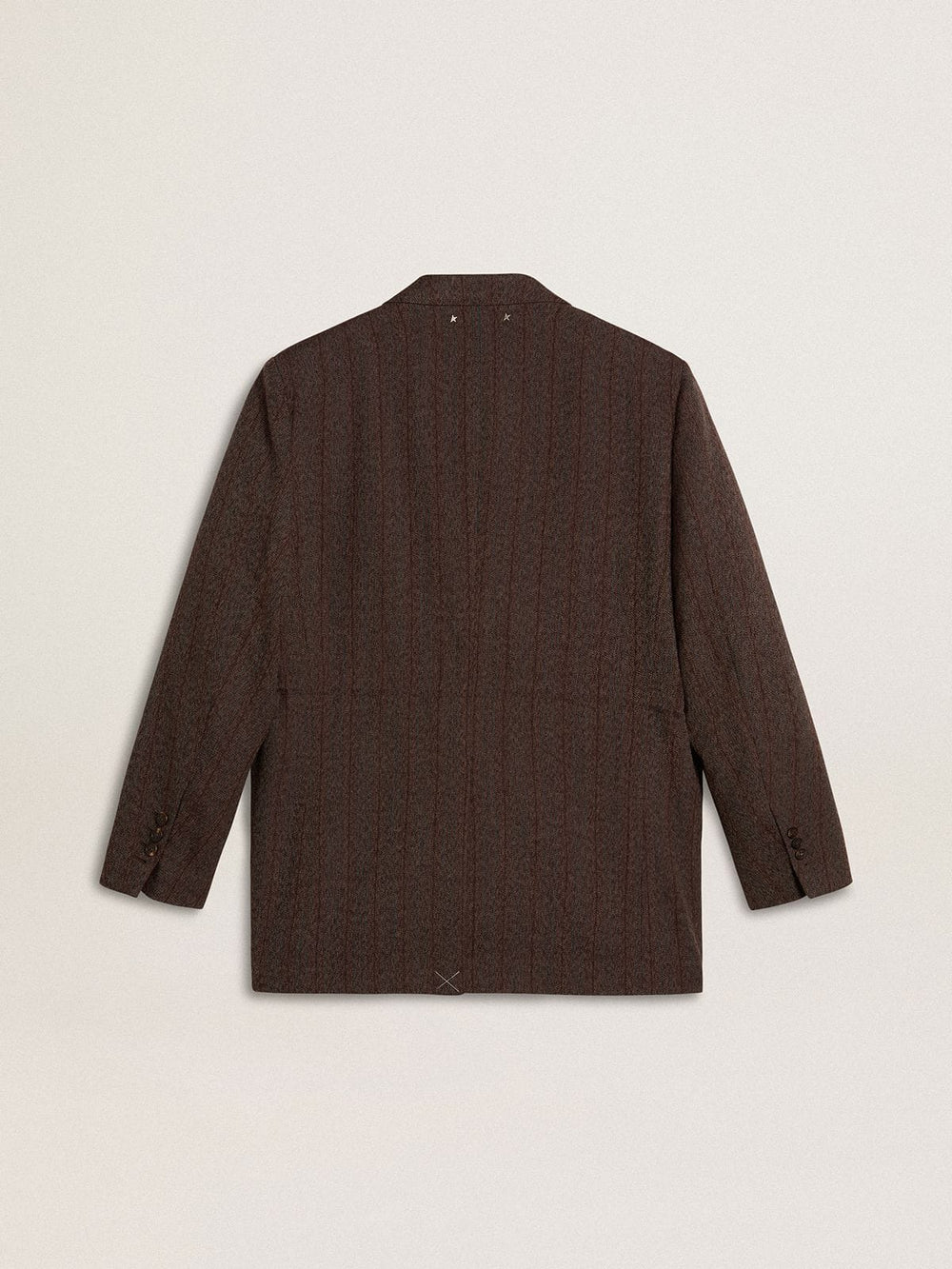 Golden Goose Women's double-breasted blazer in dark brown wool with thin stripe pattern