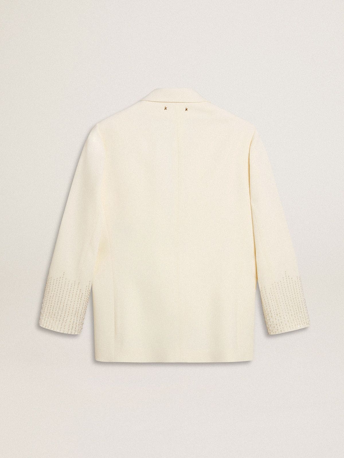 Golden Goose Single-breasted oversize jacket in white with silk effect and embroidery