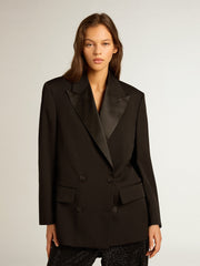Golden Goose Women’s tuxedo jacket in black wool gabardine