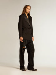 Golden Goose Women’s tuxedo jacket in black wool gabardine