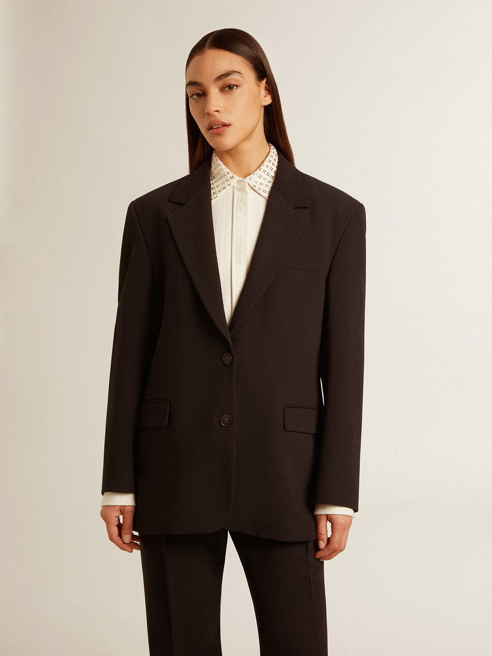 Golden Goose Women’s dark blue wool-blend blazer jacket