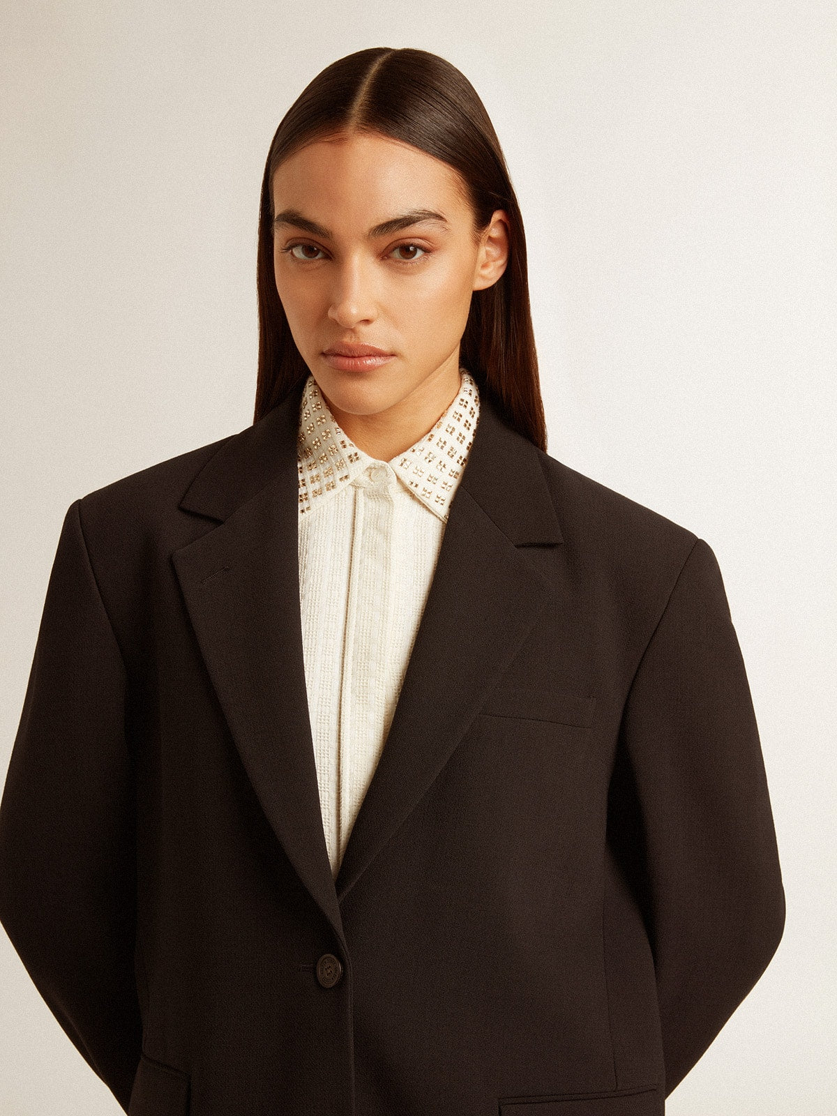 Golden Goose Women’s dark blue wool-blend blazer jacket