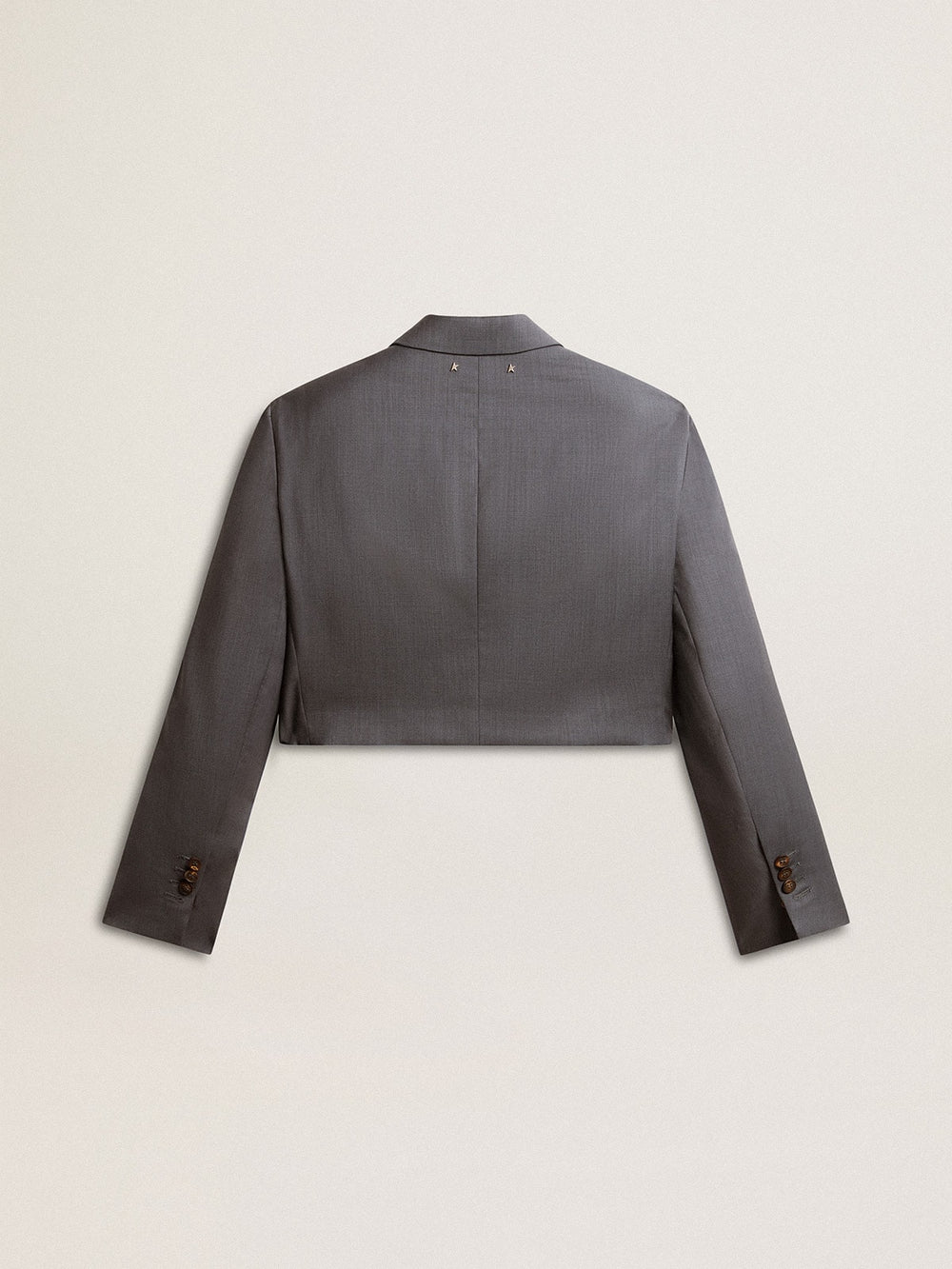 Golden Goose Women's single-breasted cropped jacket in baby blue wool