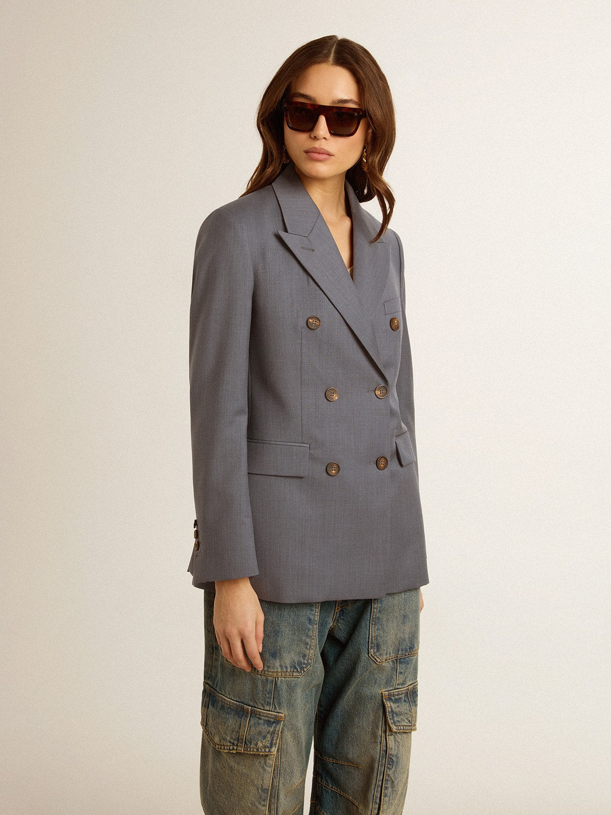 Golden Goose Women's double-breasted blazer in baby blue