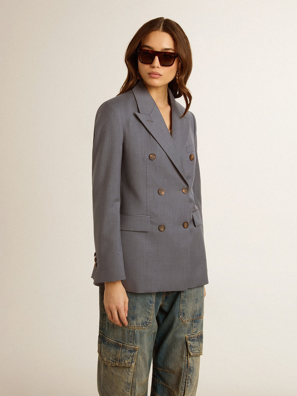 Golden Goose Women's double-breasted blazer in baby blue