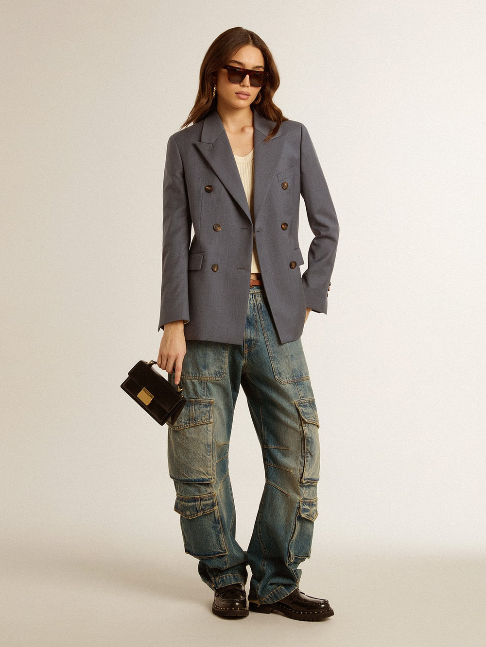 Golden Goose Women's double-breasted blazer in baby blue