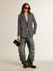 Golden Goose Women's double-breasted blazer in baby blue