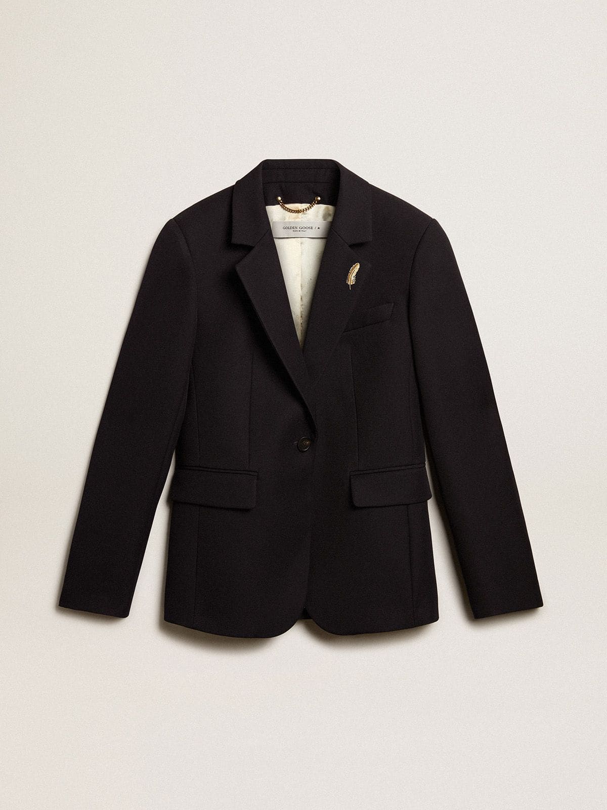 Golden Goose Women’s single-breasted blazer in dark blue wool gabardine