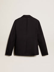 Golden Goose Women’s single-breasted blazer in dark blue wool gabardine